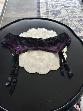 Jacob Purple and Black Lace Garter Belt